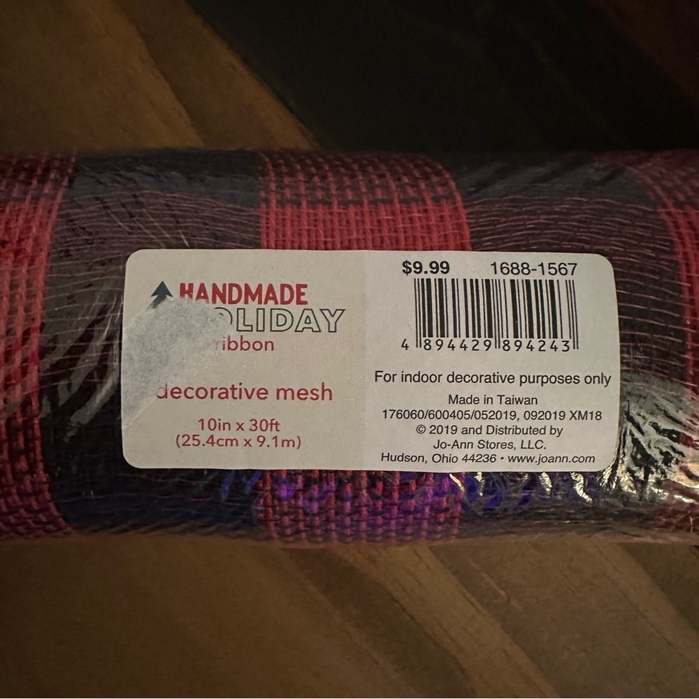 Holiday Decorative Mesh Ribbon Lot Buffalo Plaid Black White Red - Picture 3 of 3
